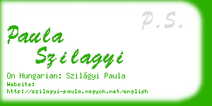 paula szilagyi business card